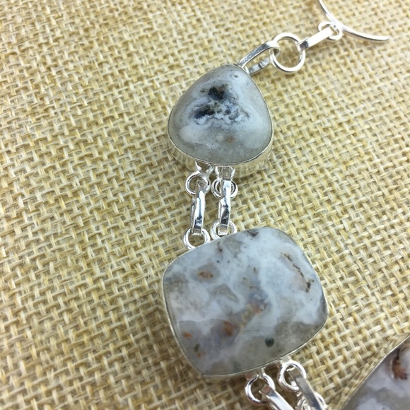 New Natural Solar Quartz Stone Silver Overlay Toggle Bracelet 7 & 7 3/4 - Picture 6 of 8